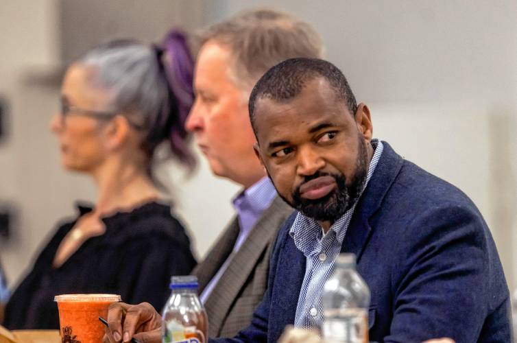 New city councilor Ali Sekou listens to introductions at the orientation meeting at the Community Center on Wednesday night, January 4, 2024.