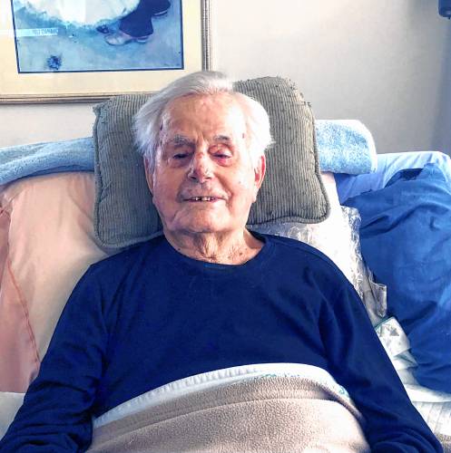 Lou Sillari, above, who just turned 108, loves to tell the story of how he met Stella, his wife of 62 years. At left was their wedding day.