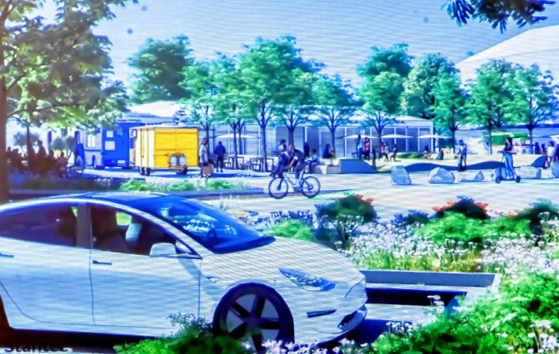 Drawings of the commercial area of the Monitor Way site.