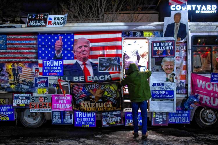 An RV outside the Courtyard by Marriot in Concord on Friday night, January 19, 2024.