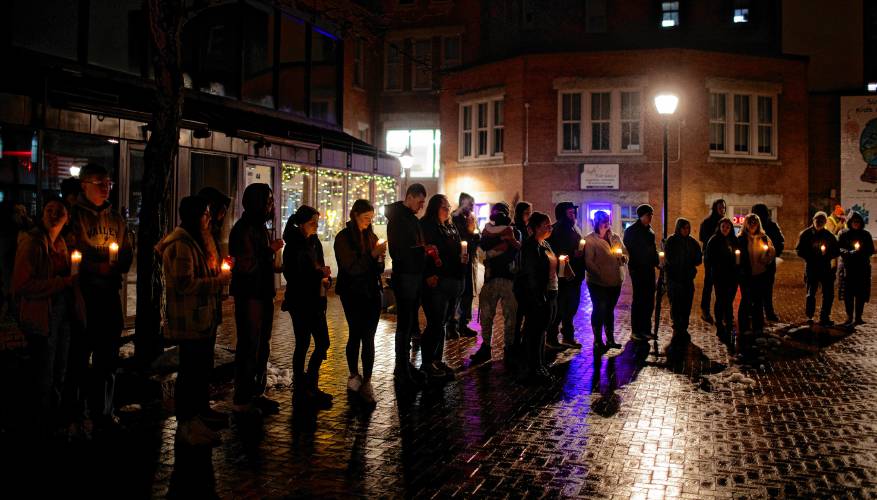The vigil for Zackary Sullivan at Eagle Square on Friday night.