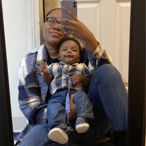 Jaye Brewer and her son Chozen. She is now working toward her bachelor’s degree in creative writing at Southern New Hampshire University.