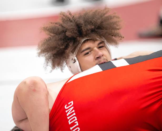Concord 285-pounder wrestler Wayne Gutierrrez-Sakakeeny looks up at the clock during his match at the Capital City Classic on Saturday. Gutierrez-Sakakeeny finished second at 285.