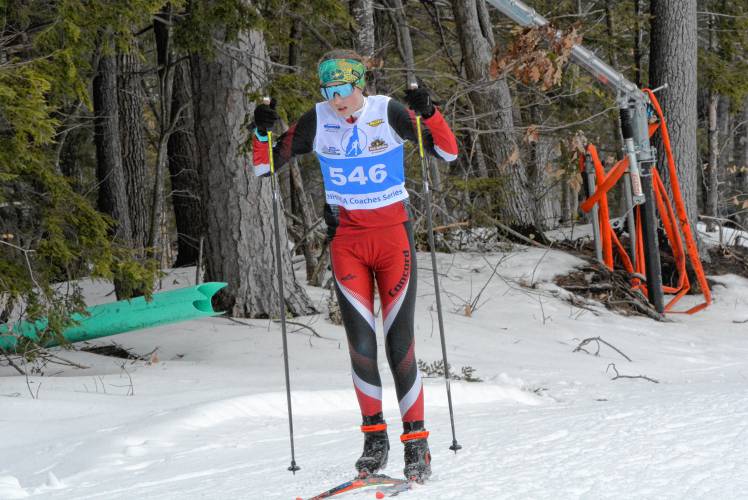 Concord’s Frances Lesser races in the NH Coaches Series Nordic ski race at Holderness on Saturday. Lesser finished 33rd out of 160 skiers in the 3.75K freestyle race and was Concord’s top girls’ team finisher at the race. The Coaches Series classic race will be held on Feb. 10.