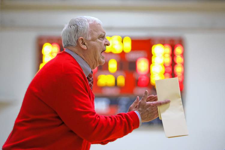 Coe-Brown head coach Dave Smith started coaching in 1967. He's now in his 33rd season as the varsity boys' basketball coach at CBNA.