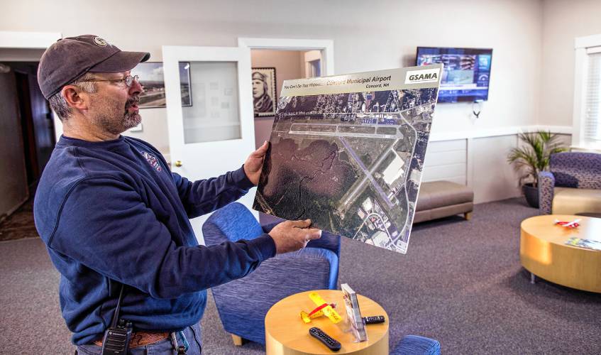 The terminal of Concord airport has received a much-needed makeover and airport manager David Rolla is glad to put the comments made by presidential candidate Hillary Clinton in 2001 behind him. The waiting area at the terminal got a total upgrade. Rolla holds up an aerial photo of the airport where more upgrades are coming to airport.