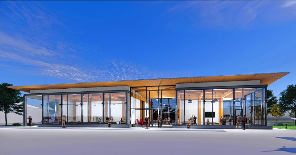 Designs for a new terminal at Concord Municipal Airport feature large windows facing the runway. The city recently received a $2.5 million federal grant towards the project.
