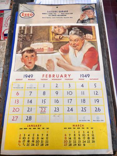 A calendar issued during the East Concord Mobil's rookie season, 1949.