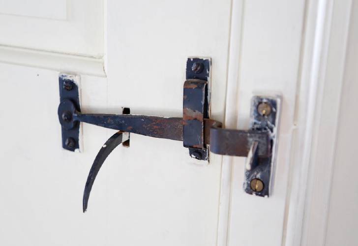 Antique hardware is found throughout.