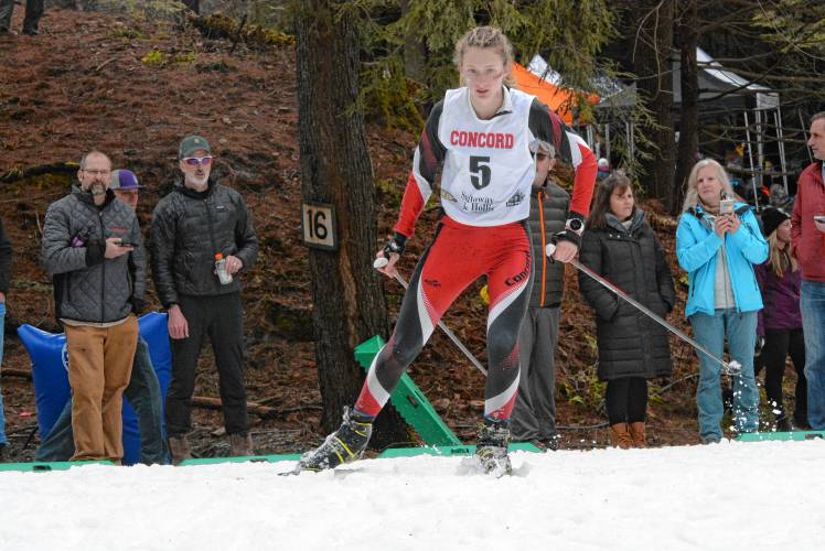 Concord’s Chloe Gudas competes in the freestyle race at the NHIAA Division I Nordic skiing championships at Oak Hill in Hanover on Wednesday. Gudas finished ninth in the freestyle and fourth in the classic to lead Concord girls' team to second place in D-I.