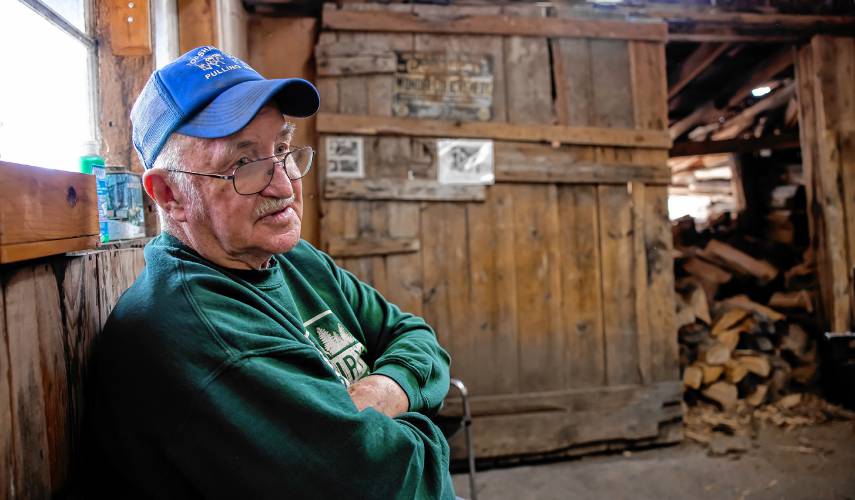 Jerry Courser sits in the sugar house that he and his brother, Tim built nearly 50 years ago on Schoodac Road in Warner.